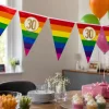 Vlaggenlijn regenboog goud 30 jaar - 5m (15 vlaggen)