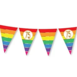 Vlaggenlijn Regenboog goud 75 jaar - 5m (15 vlaggen)