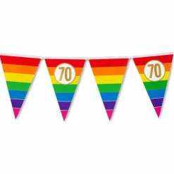 Vlaggenlijn regenboog goud 70 - 5m (15 vlaggen)