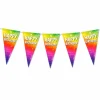 Vlaggenlijn regenboog Happy birthday - 6m (15 vlaggen)