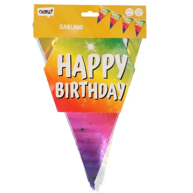 Vlaggenlijn regenboog Happy birthday - 6m (15 vlaggen)