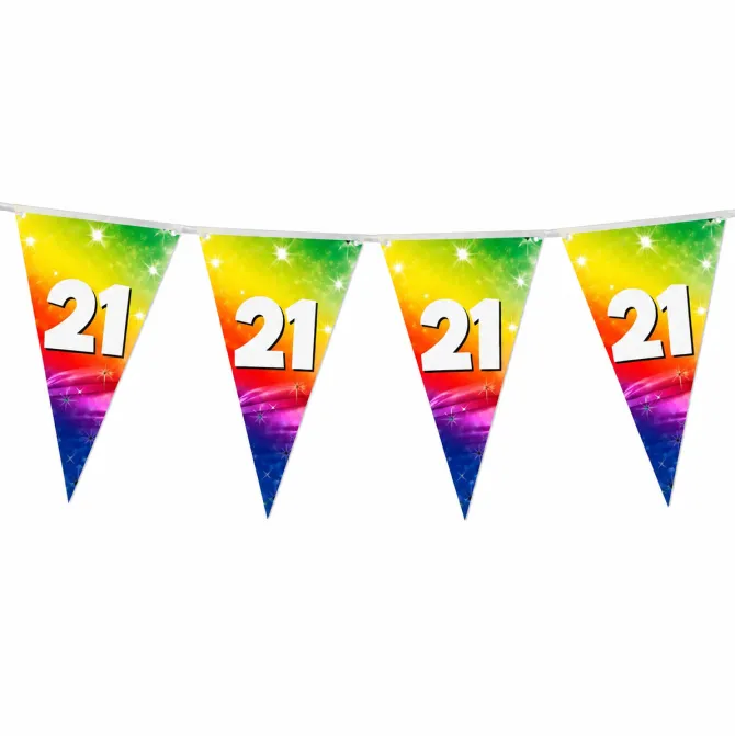 Vlaggenlijn regenboog 21 jaar - 6m (15 vlaggen)