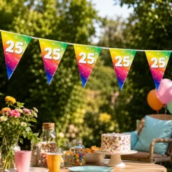 Vlaggenlijn regenboog 25 jaar - 6m (15 vlaggen)
