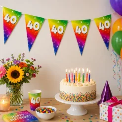 Vlaggenlijn regenboog 40 jaar - 6m (15 vlaggen)