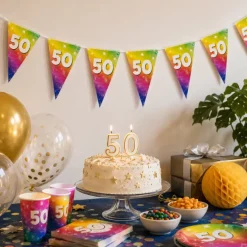 Vlaggenlijn regenboog 50 jaar - 6m (15 vlaggen)