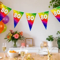 Vlaggenlijn regenboog 80 jaar - 6m (15 vlaggen)