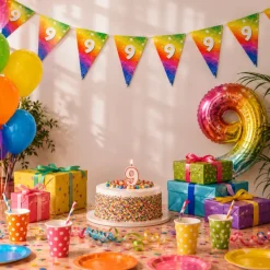 Vlaggenlijn regenboog 9 jaar - 6m (15 vlaggen)