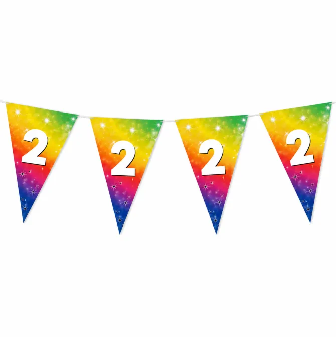 Vlaggenlijn regenboog 2 jaar - 6m (15 vlaggen)