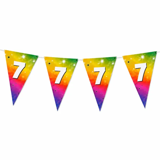 Vlaggenlijn regenboog 7 jaar - 6m (15 vlaggen)