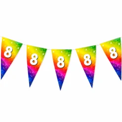Vlaggenlijn regenboog 8 jaar - 6m (15 vlaggen)