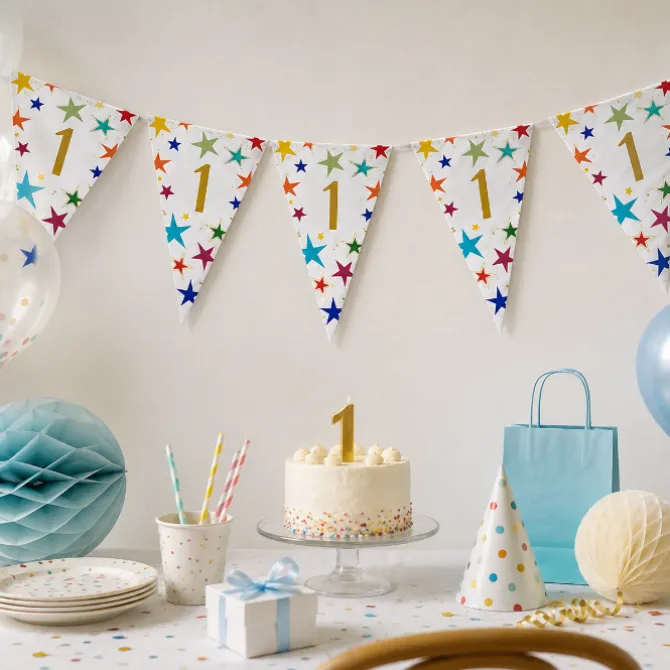 Vlaggenlijn Sterren 1 jaar - 6m (15 vlaggen)