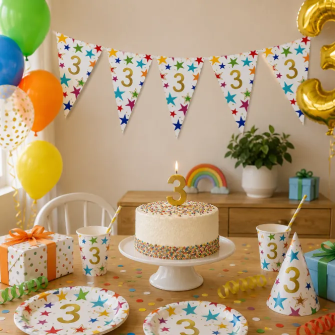 Vlaggenlijn Sterren 3 jaar - 6m (15 vlaggen)