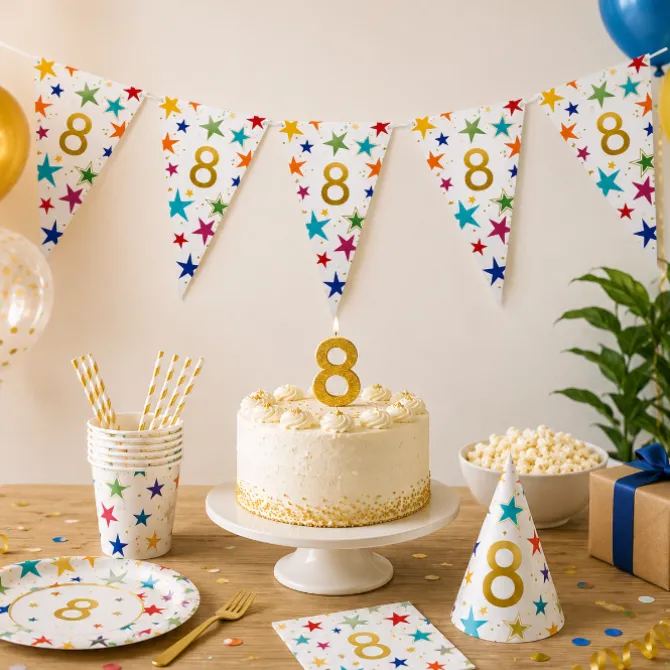 Vlaggenlijn Sterren 8 jaar - 6m (15 vlaggen)