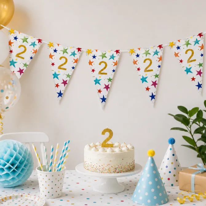 Vlaggenlijn Sterren 2 jaar - 6m (15 vlaggen)