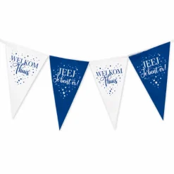 Vlaggenlijn 'Welkom thuis' blauw/wit - 4m