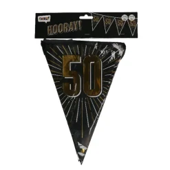 Vlaggenlijn 50 zwart/goud - 5m (15 vlaggen)