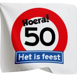Vlag 50 jaar rood/wit 95 x 95cm