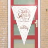 Vlag Sarah 50 jaar wit/roze 100x150cm