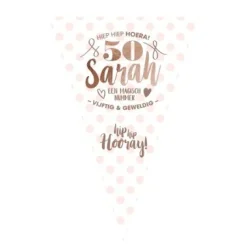 Vlag Sarah 50 jaar wit/roze 100x150cm
