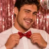 Vlinderdas glitter rood