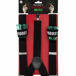 Zwarte bretels met shotglaasjes